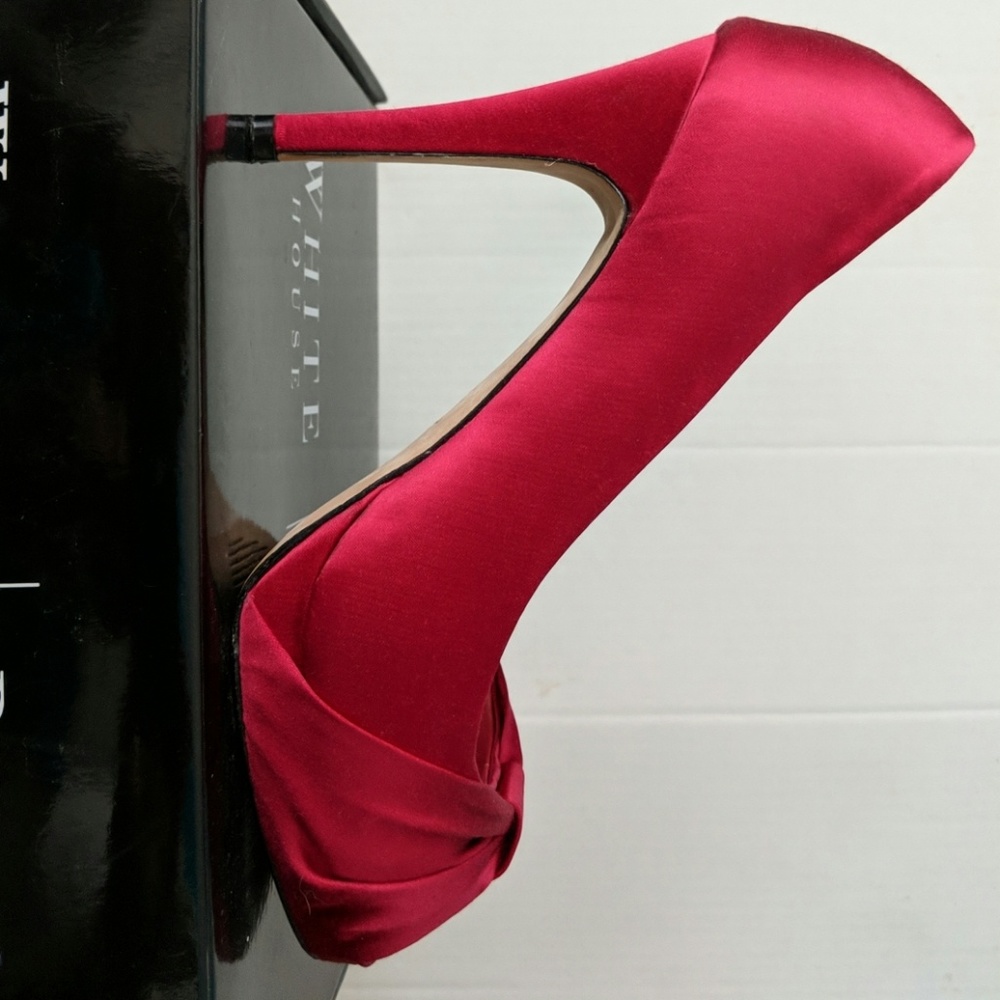 White House Black Market red satin heels